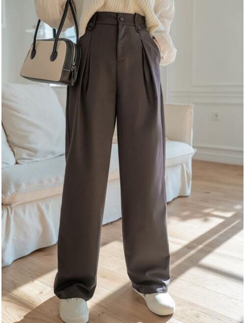 DAZY Solid Plicated Detail Tailored Pants