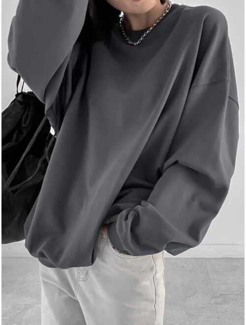 DAZY Solid Drop Shoulder Sweatshirt