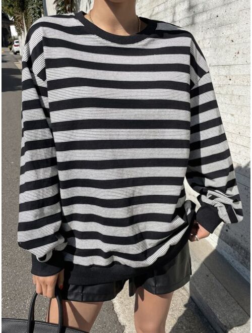 DAZY Striped Drop Shoulder Sweatshirt