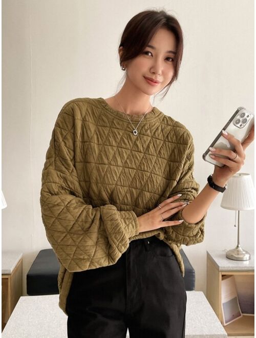 DAZY Geo Textured Drop Shoulder Sweatshirt