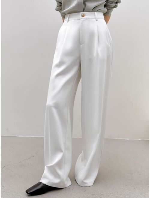 Dazy Less Slant Pocket Fold Pleated Tailored Pants