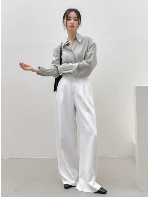 Dazy Less Slant Pocket Fold Pleated Tailored Pants