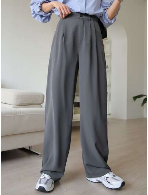 DAZY Fold Pleated Slant Pocket Pants