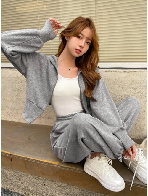 DAZY Zip Up Hoodie Drawstring Waist Sweatpants