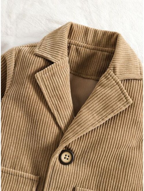 Shein Baby Flap Detail Lapel Collar Corduroy Coat