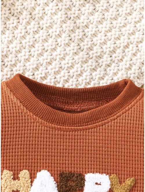 Shein Baby Letter Patched Detail Pullover