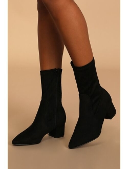 Dwyla Tan Suede Pointed-Toe Sock Boots
