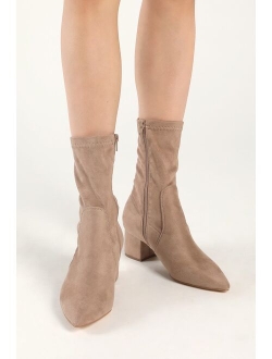 Dwyla Tan Suede Pointed-Toe Sock Boots