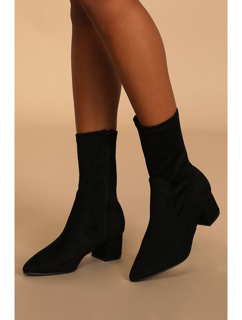 Lulus Dwyla Tan Suede Pointed-Toe Sock Boots