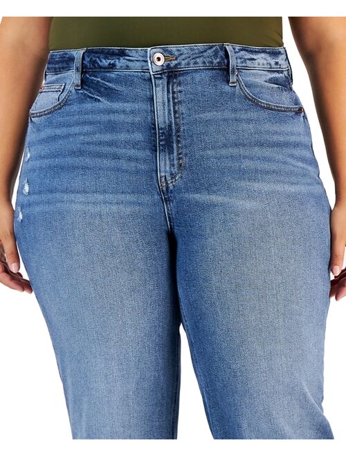 CELEBRITY PINK Trendy Plus Size Raw Hem Wide-Leg Jeans