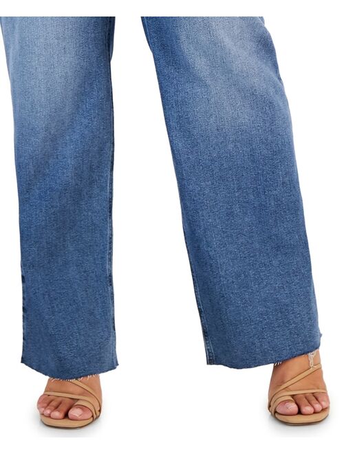 CELEBRITY PINK Trendy Plus Size Raw Hem Wide-Leg Jeans