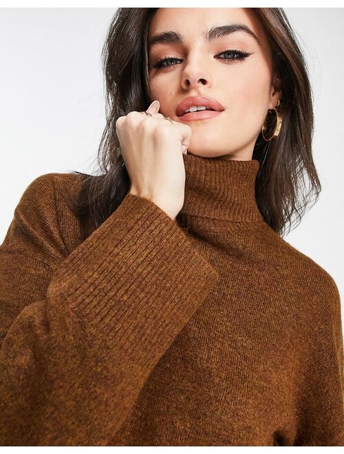 M Lounge super slouchy roll neck sweater in winter brown