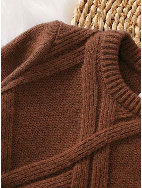 Shein Toddler Boys Solid Textured Knit Sweater