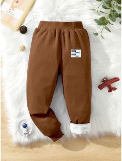 Toddler Boys Letter Graphic Thermal Sweatpants