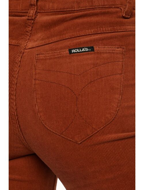Rolla's Original Straight Rust Brown Corduroy High Rise Pants