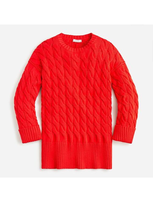 J.Crew Cotton cable-knit side-slit crewneck sweater