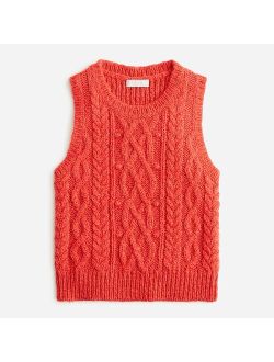 Cropped cable-knit sweater shell