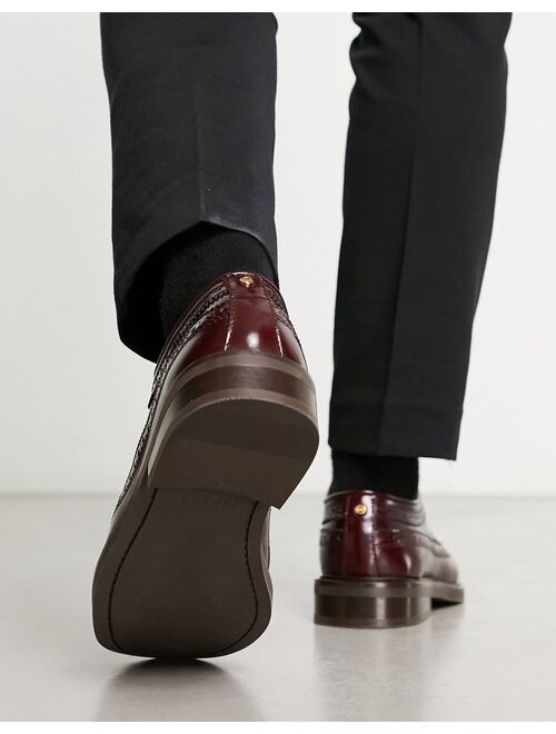 Noak made in Portugal brogue shoes with chunky sole in burgundy leather
