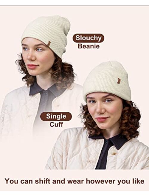 FURTALK Beanie Hats for Women Men Winter Hats Womens Knitted Slouchy Beanies Cuffed Skull Cap Warm Ski Hat