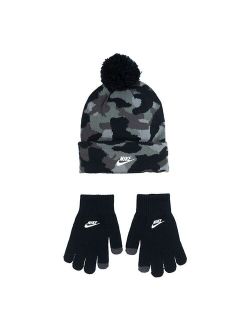Boys 8-20 Nike Camo Pom Beanie & Texting Gloves Set
