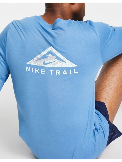 Nike Running Dri-FIT Trail long sleeve T-shirt in teal blue