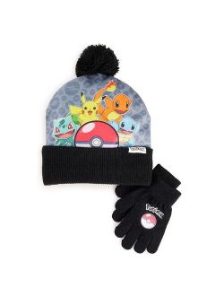 Licensed Character Boys 8-20 Pokemon Pompom Hat & Gloves Set