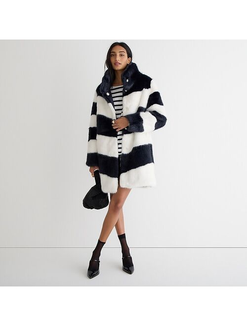 J.Crew Collection faux-fur topcoat in stripe