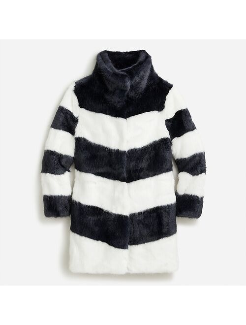 J.Crew Collection faux-fur topcoat in stripe