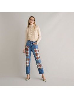 High-rise '90s classic straight jean with Snowy Stewart tartan patches
