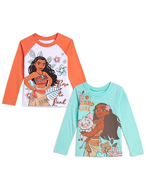 Disney Moana Girls Long Sleeve 2 Pack T-Shirts (Baby, Toddler & Little Girl Sizes)