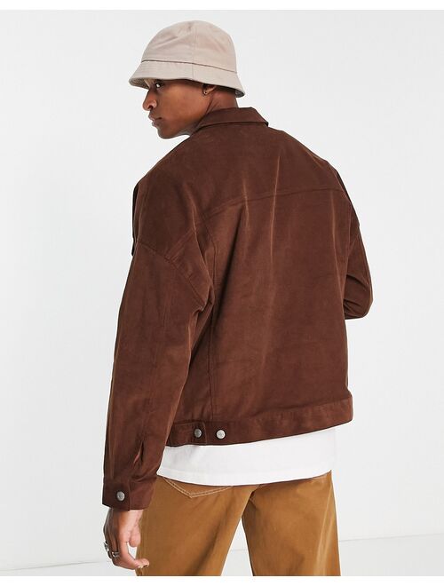 ASOS DESIGN oversized cord western jacket in brown