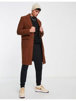 wool mix overcoat in rust