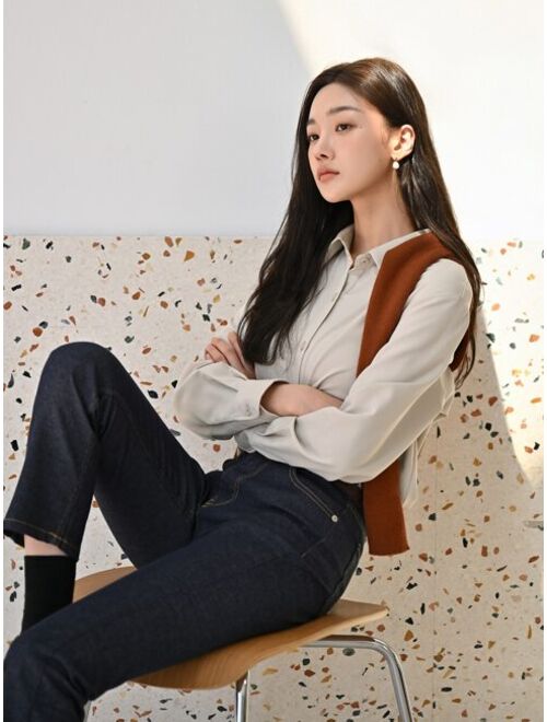 DAZY Drop Shoulder Button Front Shirt