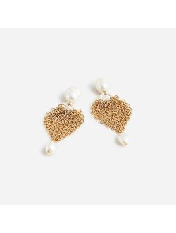 Chain mesh and freshwater pearl earrings