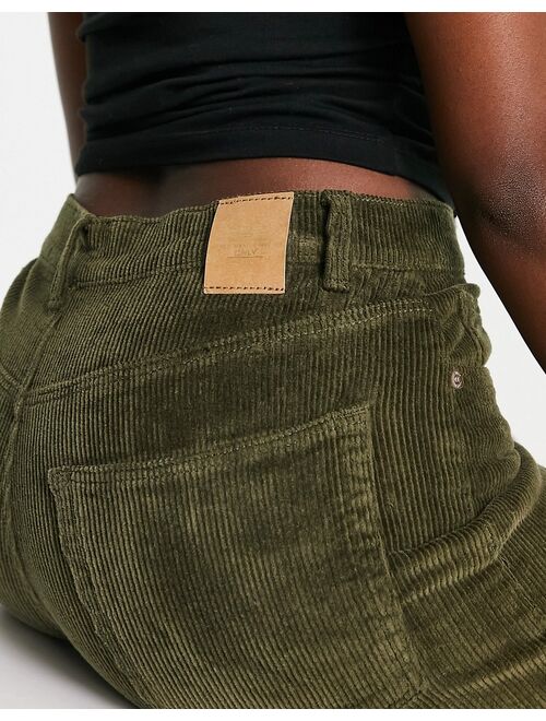 Only Hope high waist wide leg corduroy pants in olive