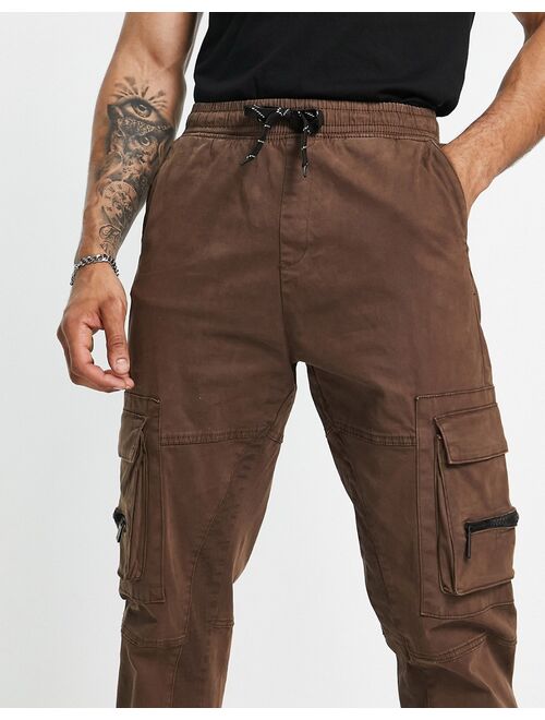 Bershka cargo pants in brown