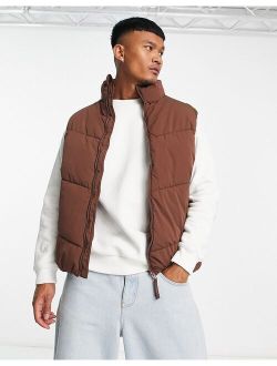 puffer vest in brown exclusive to ASOS