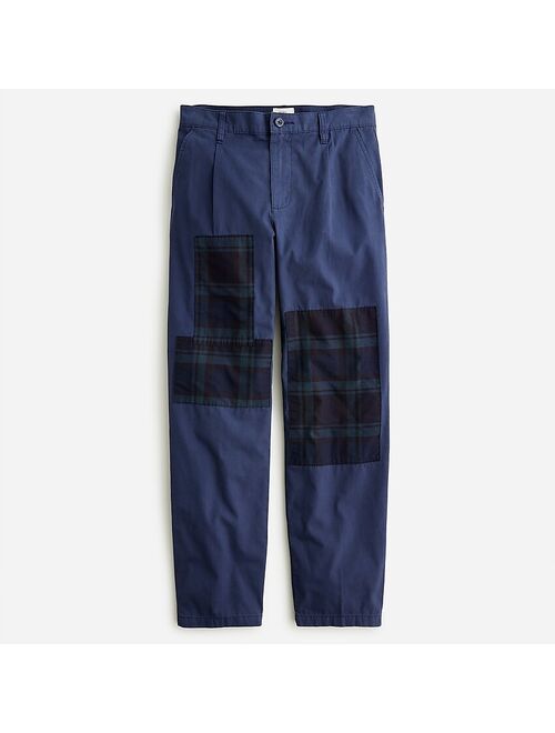 J.Crew Pleated slouchy boyfriend chino pant with plaid patches