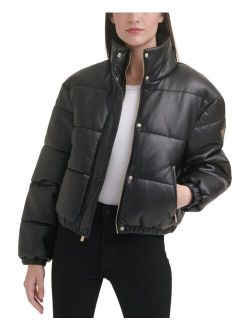 Women's Faux-Leather Puffer Coat