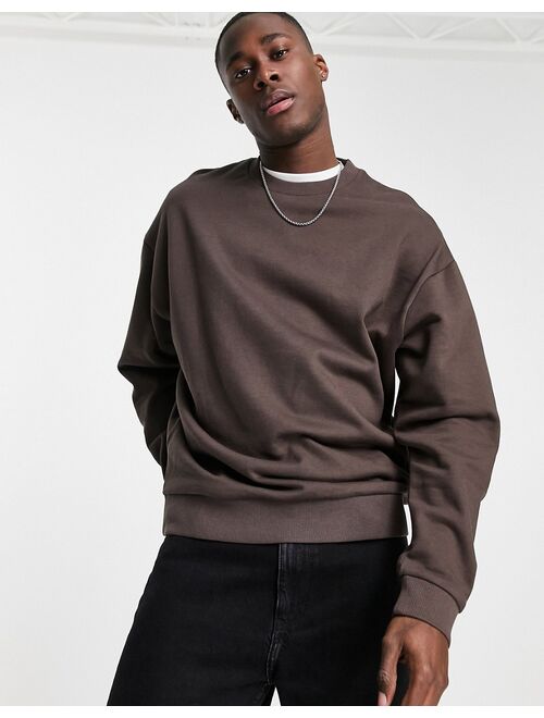 ASOS DESIGN oversized sweatshirt in dark brown