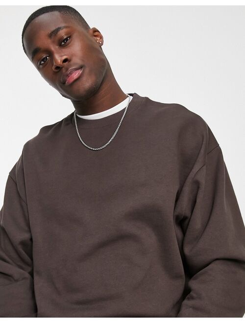 ASOS DESIGN oversized sweatshirt in dark brown