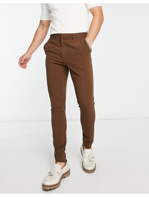 ASOS DESIGN super skinny smart pants in chocolate brown