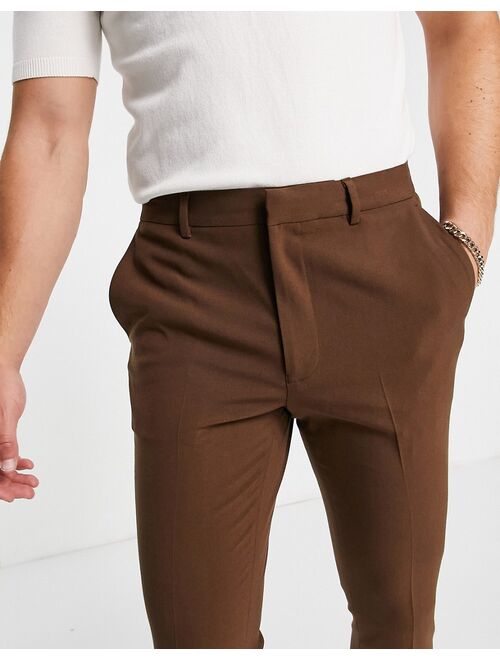 ASOS DESIGN super skinny smart pants in chocolate brown