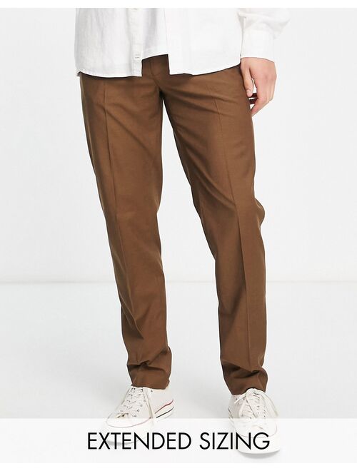 ASOS DESIGN slim smart pants in chocolate brown
