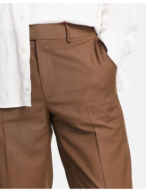 ASOS DESIGN slim smart pants in chocolate brown