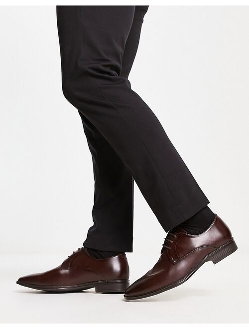 Office micro lace up shoes in brown leather