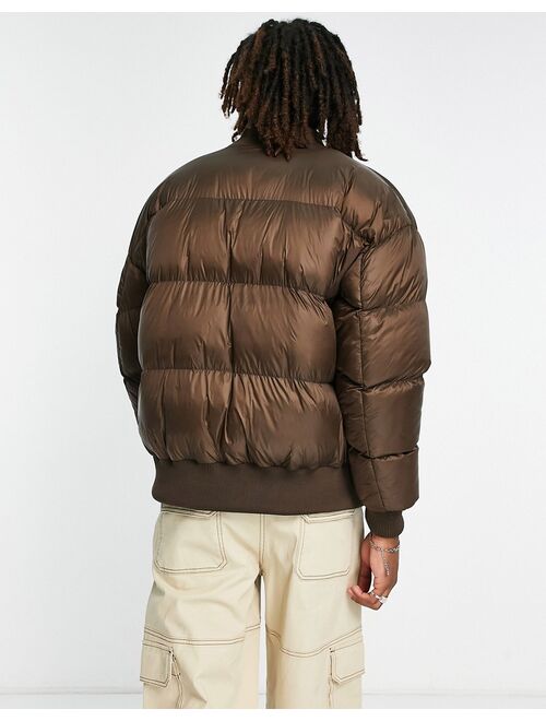 Good For Nothing combat puffer bomber jacket in matte brown
