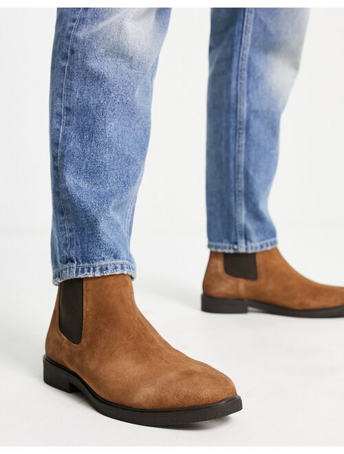 River Island Suede Chelsea Boots In Brown