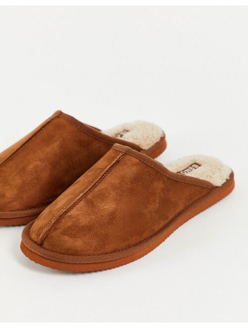 Jack & Jones faux suede slippers in tan
