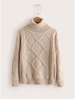 Boys Argyle Pattern High Neck Sweater